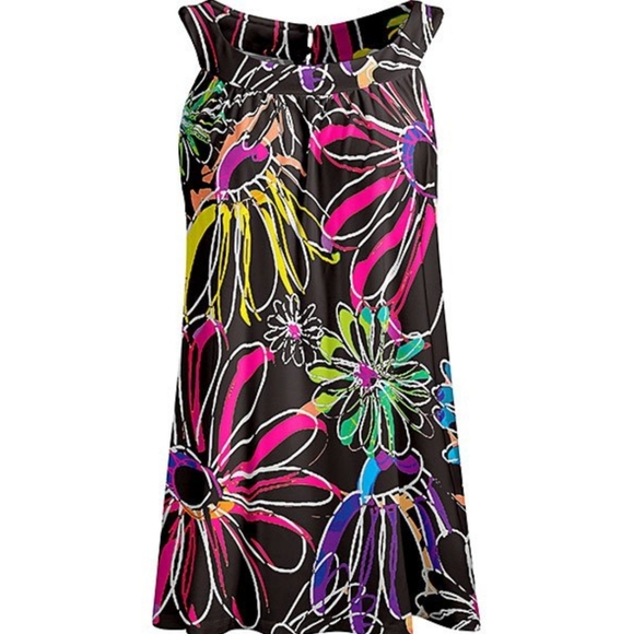 Lily's Tops - Foral sleeveless tunic plus.